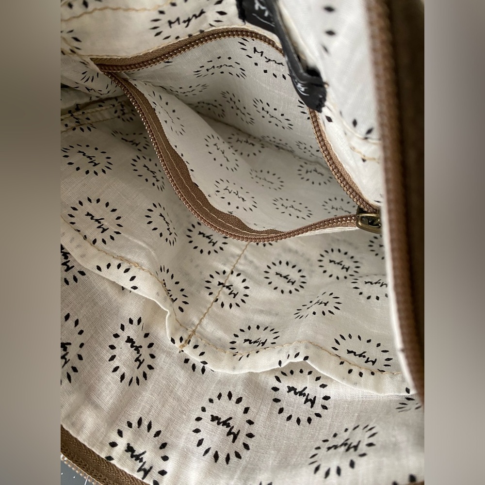 Myra Crossbody Bag Upcycled Tweed Gray Brown Cream Fall Western Leather Wristlet - Picture 12 of 15